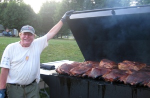 Here's a photo of James cooking the pork butts for the barbecue